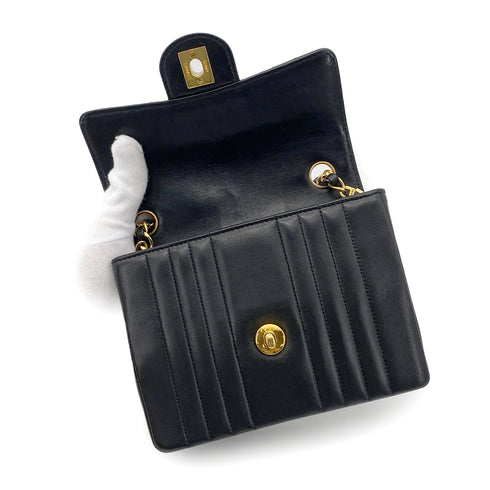 CHANEL VINTAGE MADEMOISELLE CHAIN SHOULDER BAG BLACK LAMB SKIN 90261604 - PURPOSE