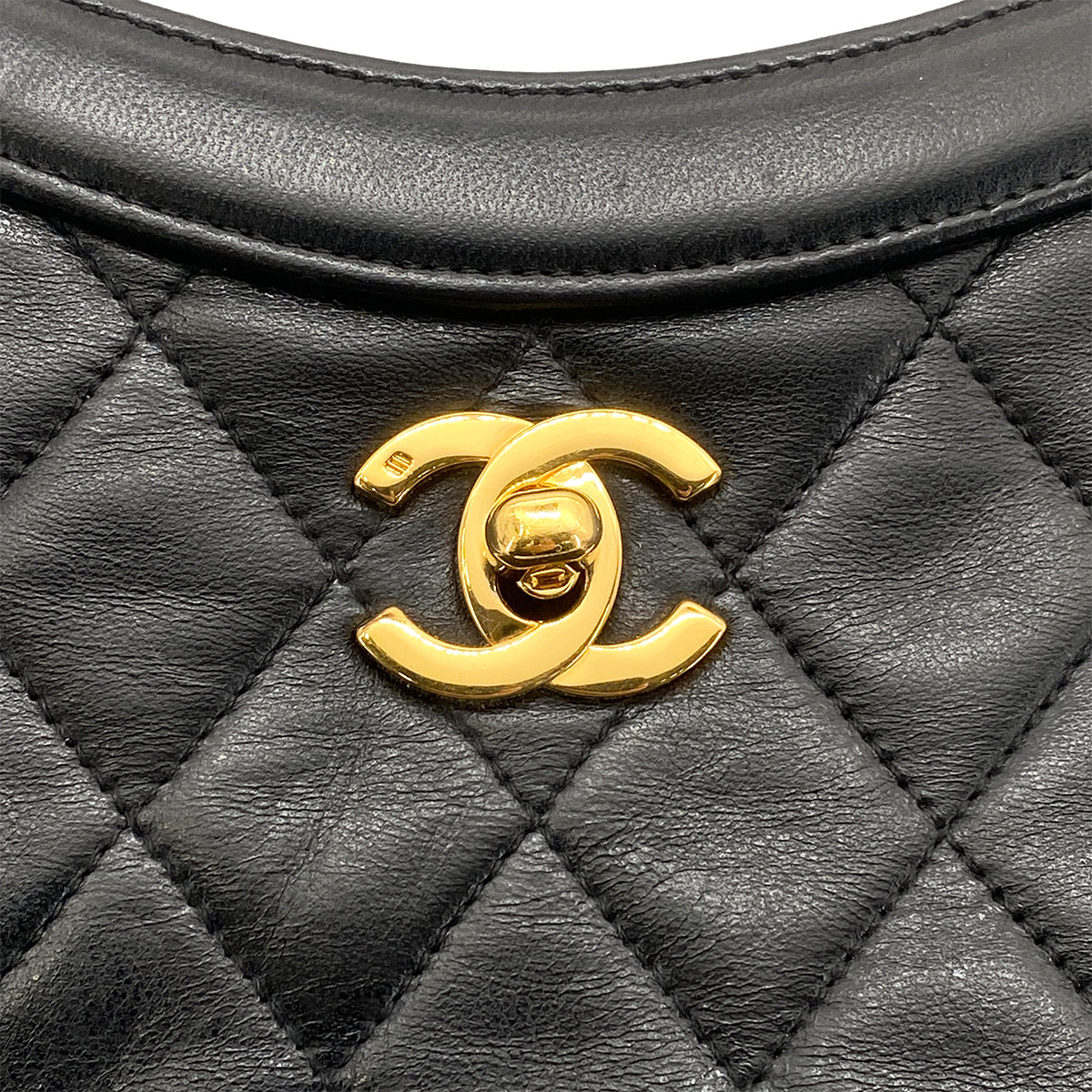 CHANEL VINTAGE CHAIN HAND SHOULDER BAG BLACK LAMB SKIN 90261615
