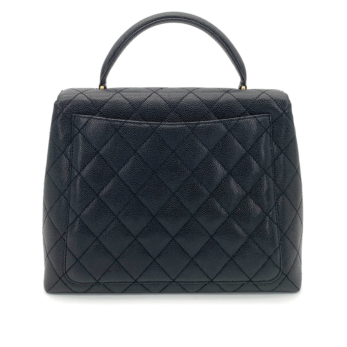 CHANEL VINTAGE MATELASSE HAND BAG BLACK CAVIAR SKIN 90261806