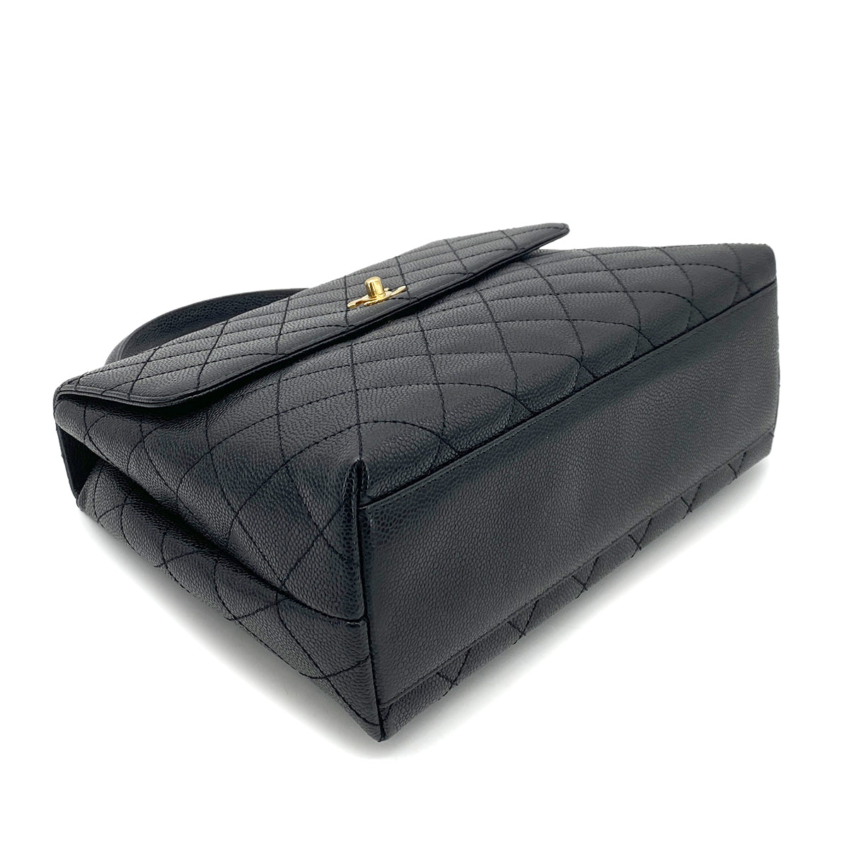 CHANEL VINTAGE MATELASSE HAND BAG BLACK CAVIAR SKIN 90261806