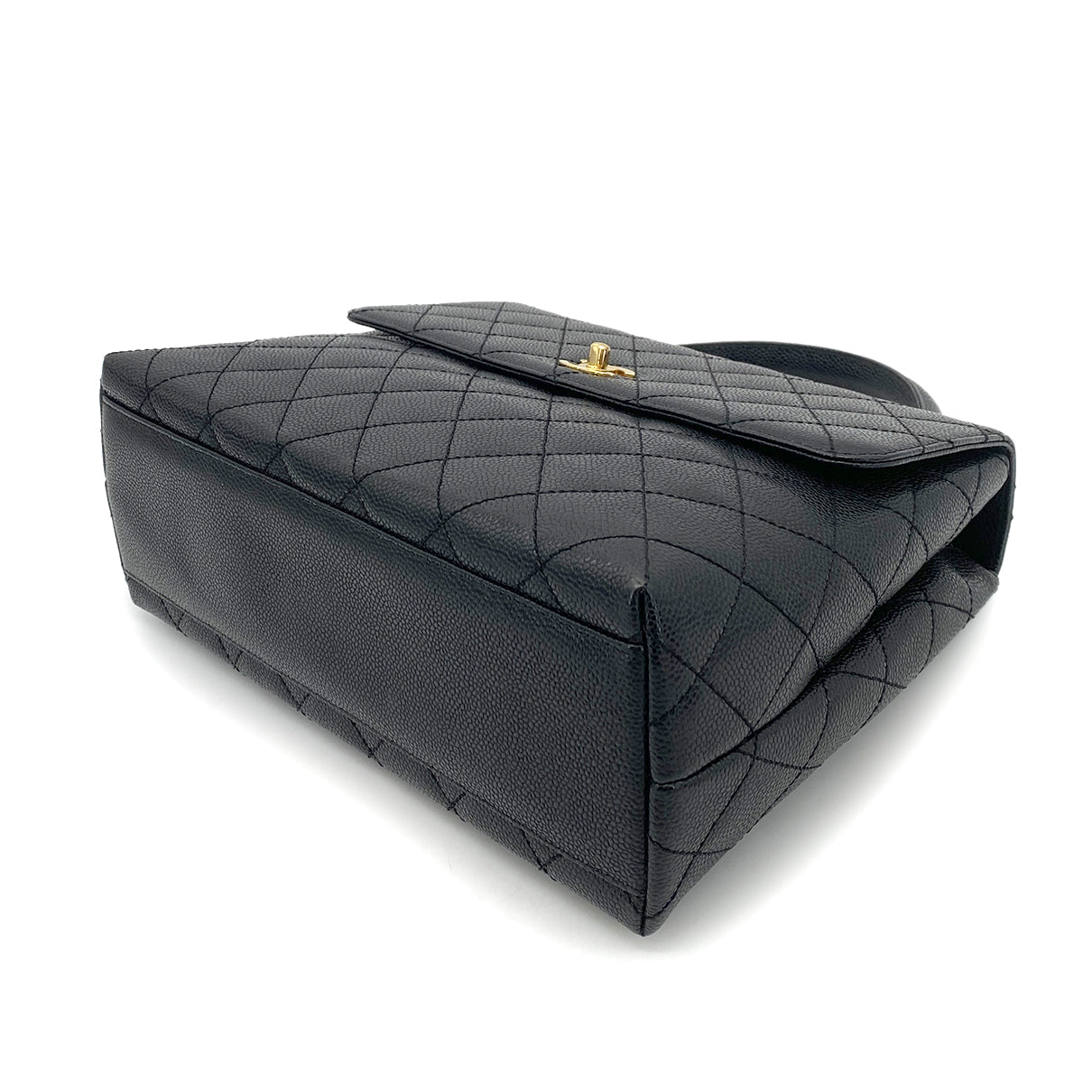 CHANEL VINTAGE MATELASSE HAND BAG BLACK CAVIAR SKIN 90261806