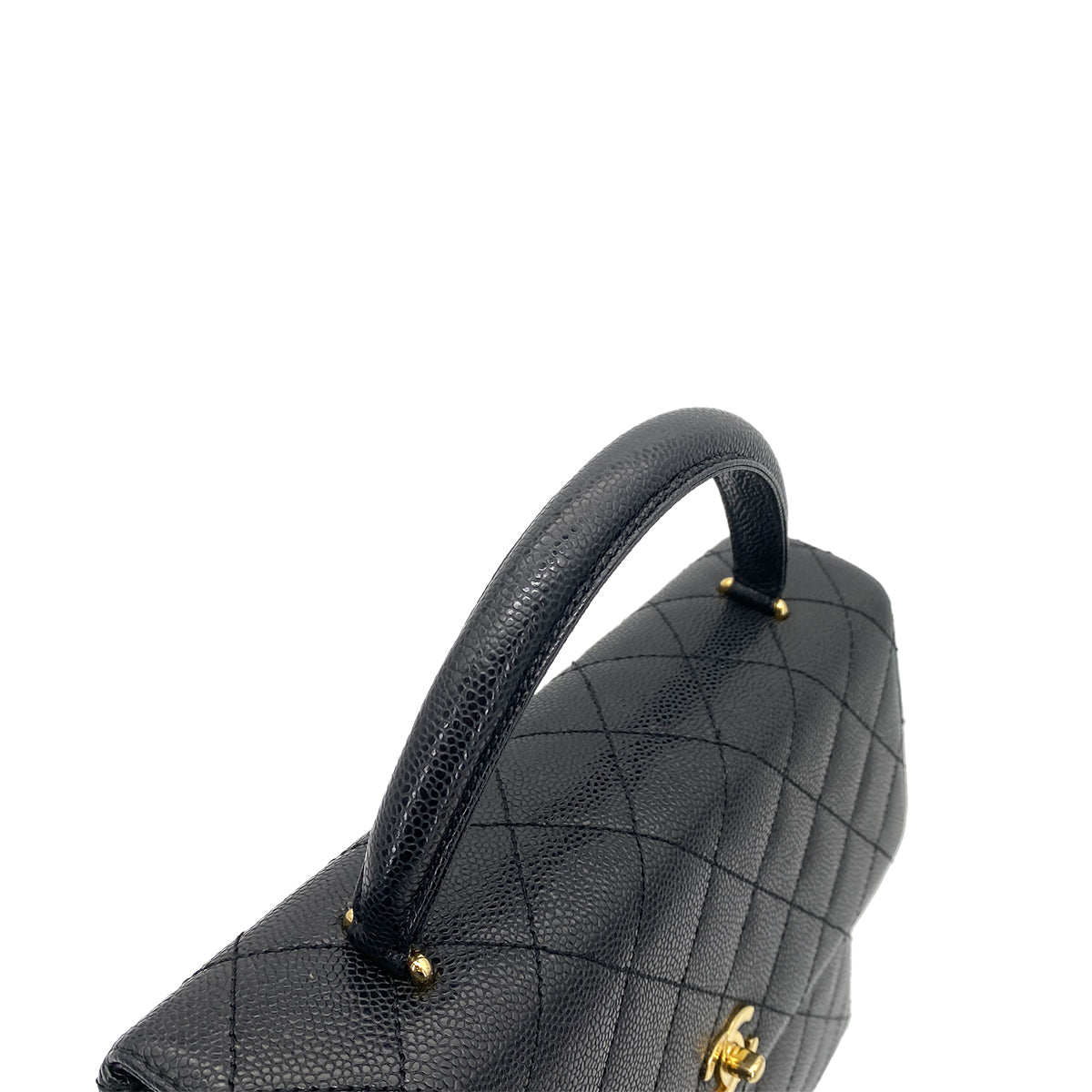 CHANEL VINTAGE MATELASSE HAND BAG BLACK CAVIAR SKIN 90261806