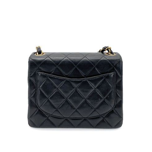 CHANEL VINTAGE MINI SQUARE 17 CHAIN SHOULDER BAG BLACK LAMB SKIN 90261808 - PURPOSE