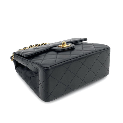 CHANEL VINTAGE MINI SQUARE 17 CHAIN SHOULDER BAG BLACK LAMB SKIN 90261808 - PURPOSE