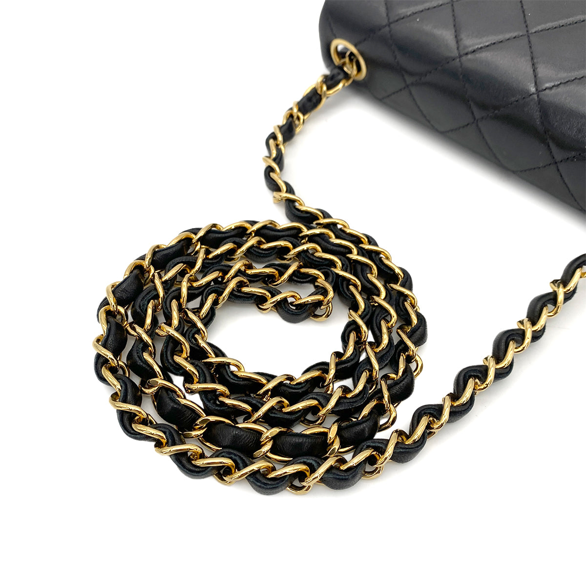 CHANEL VINTAGE MINI SQUARE 17 CHAIN SHOULDER BAG BLACK LAMB SKIN 90261808