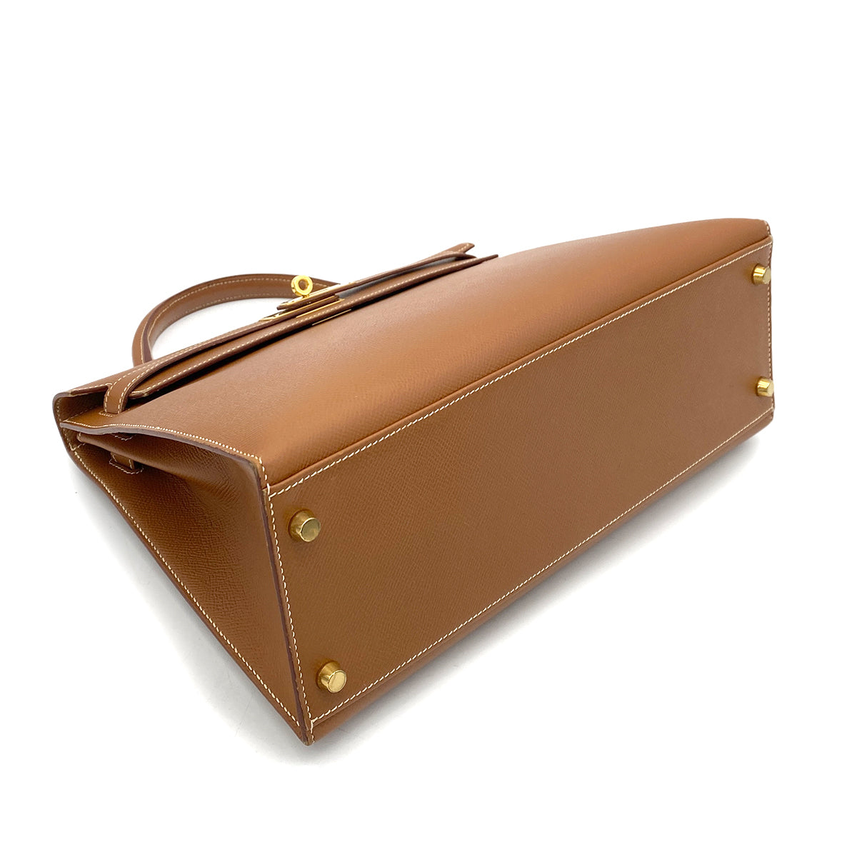 HERMES KELLY 32 SELLIER GOLD COUCHVEL HAND SHOULDER BAG □D 90261809