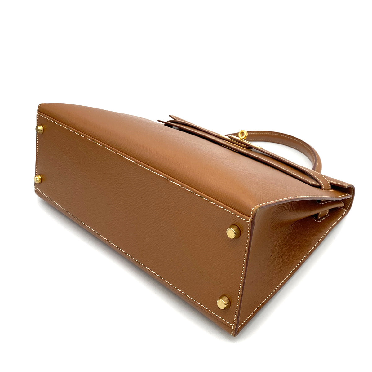 HERMES KELLY 32 SELLIER GOLD COUCHVEL HAND SHOULDER BAG □D 90261809
