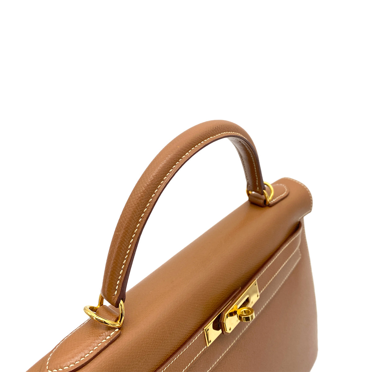 HERMES KELLY 32 SELLIER GOLD COUCHVEL HAND SHOULDER BAG □D 90261809