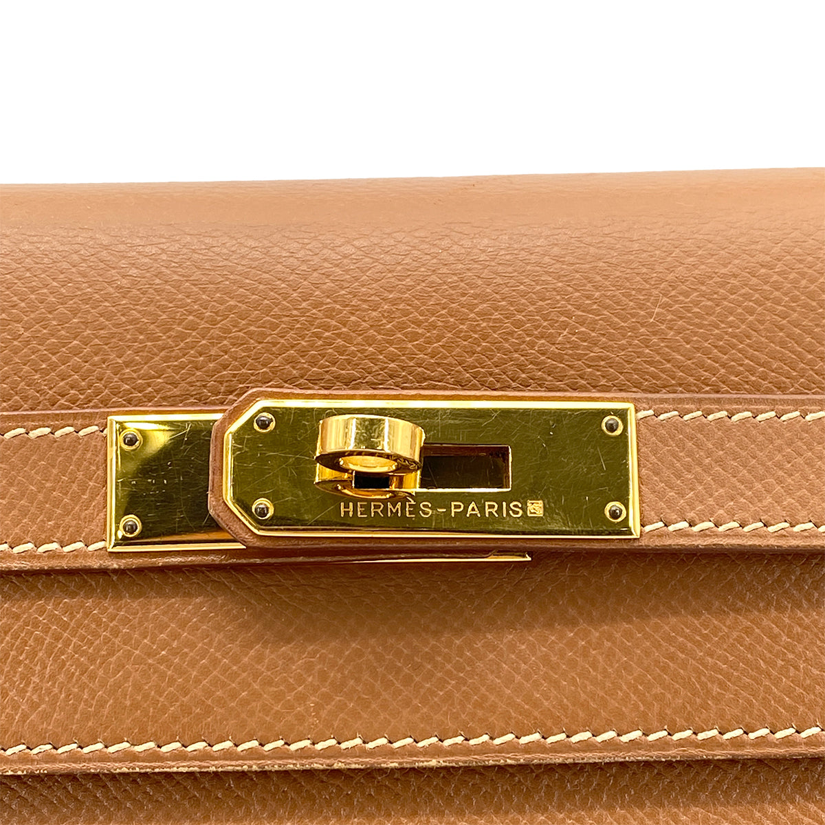HERMES KELLY 32 SELLIER GOLD COUCHVEL HAND SHOULDER BAG □D 90261809