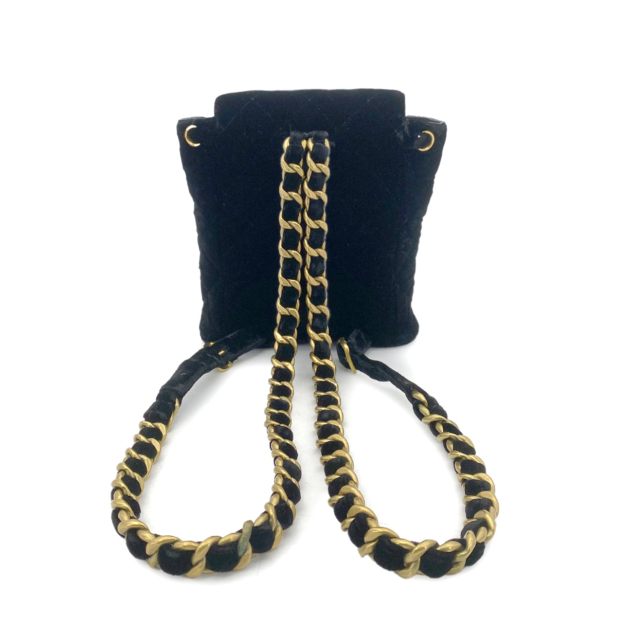 CHANEL VINTAGE DUMA CHAIN BACKPACK BLACK VELOR 90261813