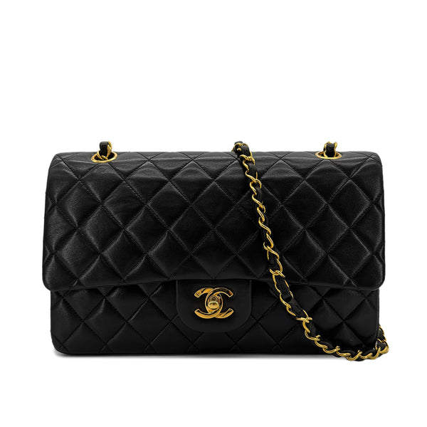 CHANEL VINTAGE CLASSIC FLAP MEDIUM CHAIN SHOULDER BAG BLACK LAMB SKIN 90261827 - PURPOSE