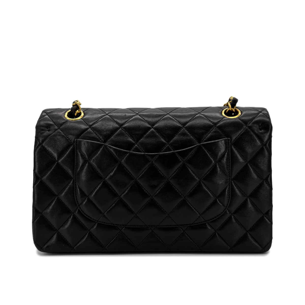 CHANEL VINTAGE CLASSIC FLAP MEDIUM CHAIN SHOULDER BAG BLACK LAMB SKIN 90261827