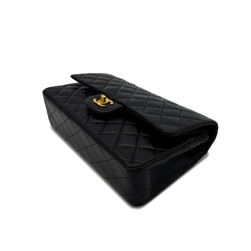 CHANEL VINTAGE CLASSIC FLAP MEDIUM CHAIN SHOULDER BAG BLACK LAMB SKIN 90261827 - PURPOSE