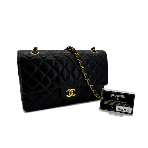 CHANEL VINTAGE CLASSIC FLAP MEDIUM CHAIN SHOULDER BAG BLACK LAMB SKIN 90261827 - PURPOSE