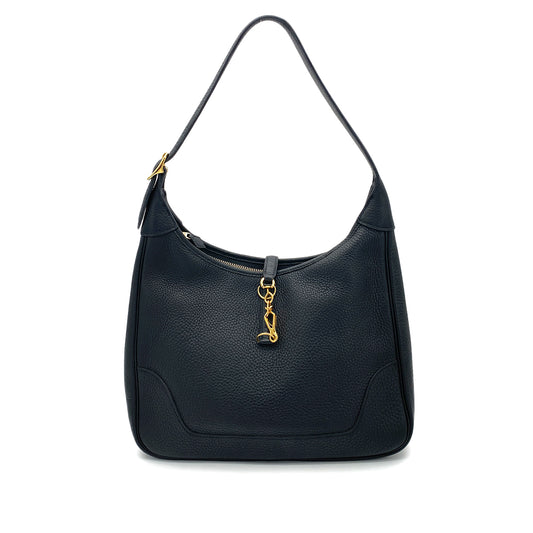 HERMES TRIM 31 BLACK TAURILLON CLEMENCE SHOULDER BAG □G GHW 90261830