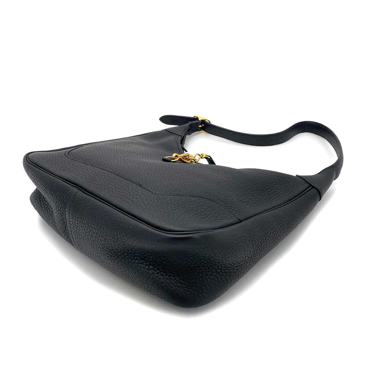 HERMES TRIM 31 BLACK TAURILLON CLEMENCE SHOULDER BAG □G GHW 90261830