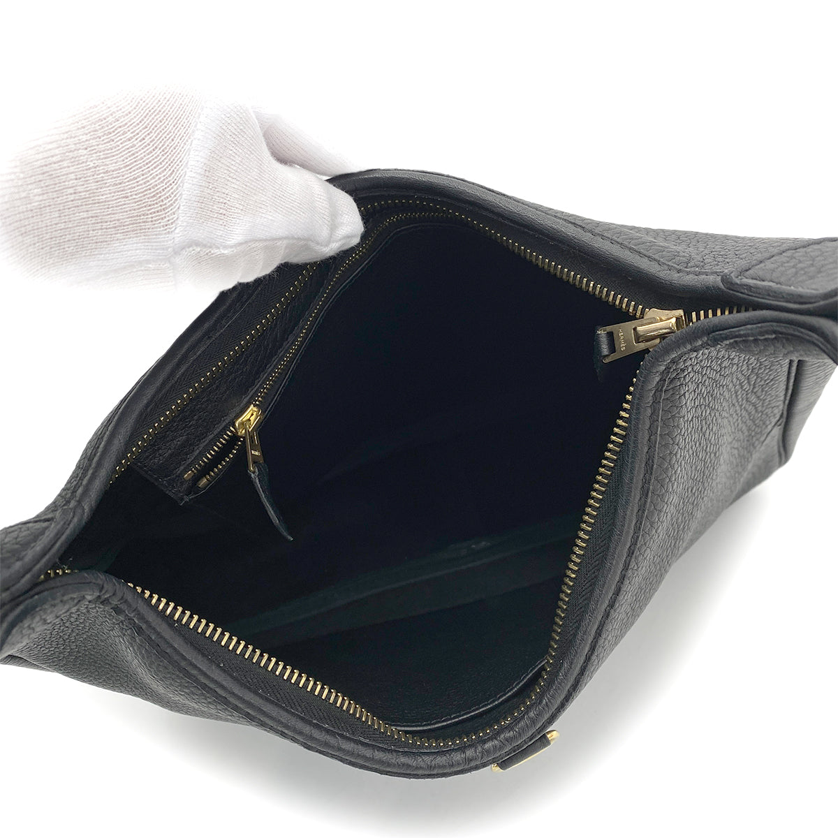 HERMES TRIM 31 BLACK TAURILLON CLEMENCE SHOULDER BAG □G GHW 90261830