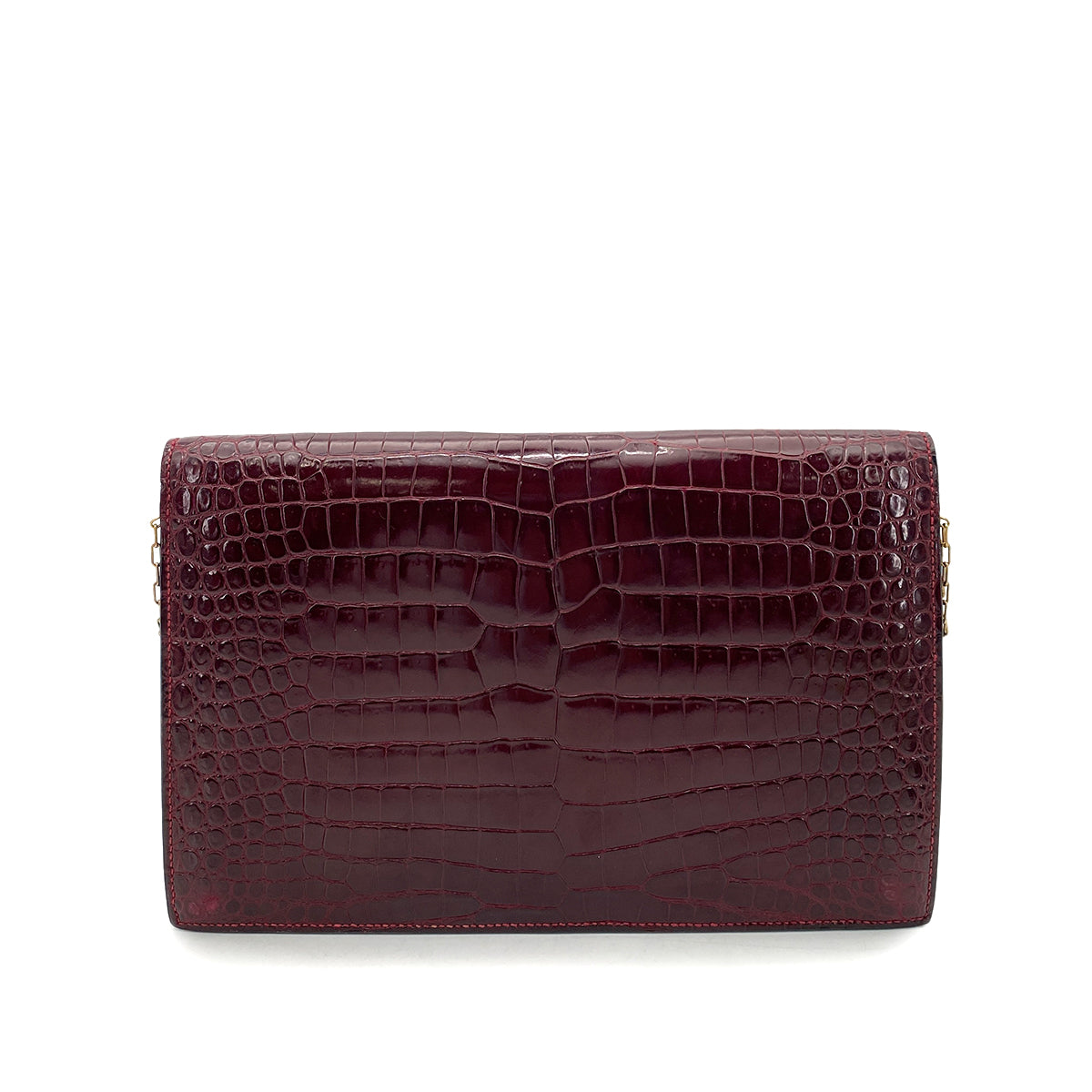 HERMES LYDIE CLUTCH SHOULDER BAG ROUGE H CROCODILE 〇F GHW 90261831