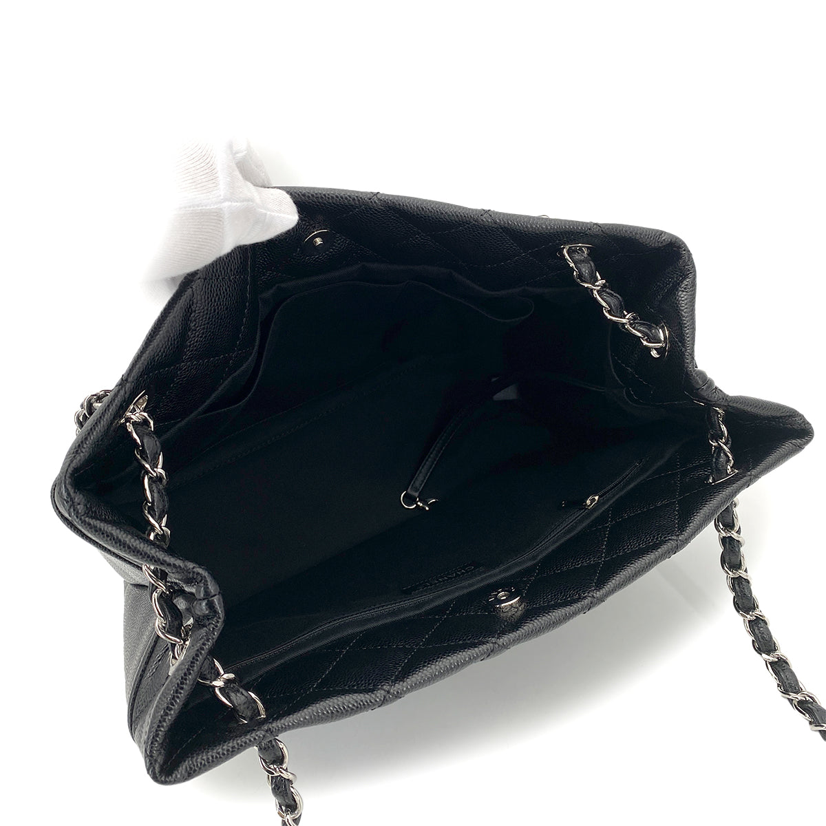 CHANEL MATELASSE CHAIN TOTE BAG BLACK CAVIAR SKIN 90261849