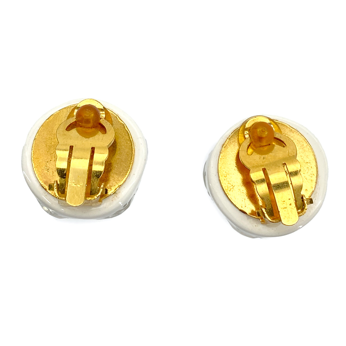 CHANEL VINTAGE EARRINGS BALL MOTIF CLEAR STONE ACCESSORY 98P 90261851