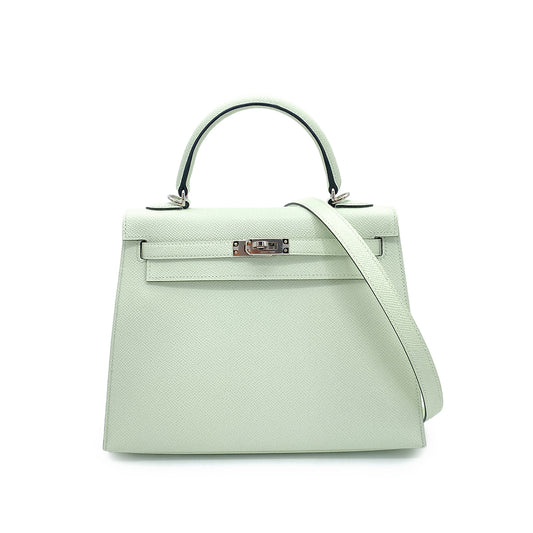 HERMES KELLY 25 SELLIER VERT FIZZ EPSOM HAND SHOULDER BAG U SHW 90261855