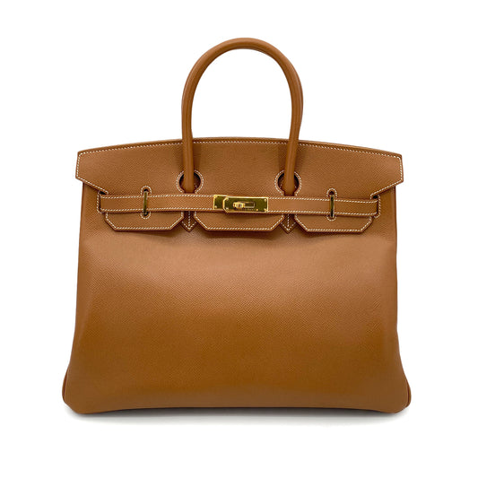HERMES BIRKIN 35 GOLD COURCHEVEL HAND BAG □D GHW 90262041