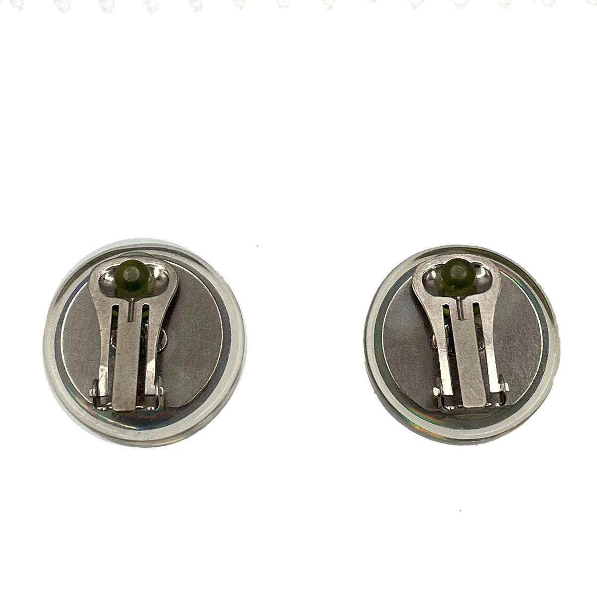 CHANEL VINTAGE ICON EARRINGS ROUND CLEAR ACCESSORY 97P 90262071
