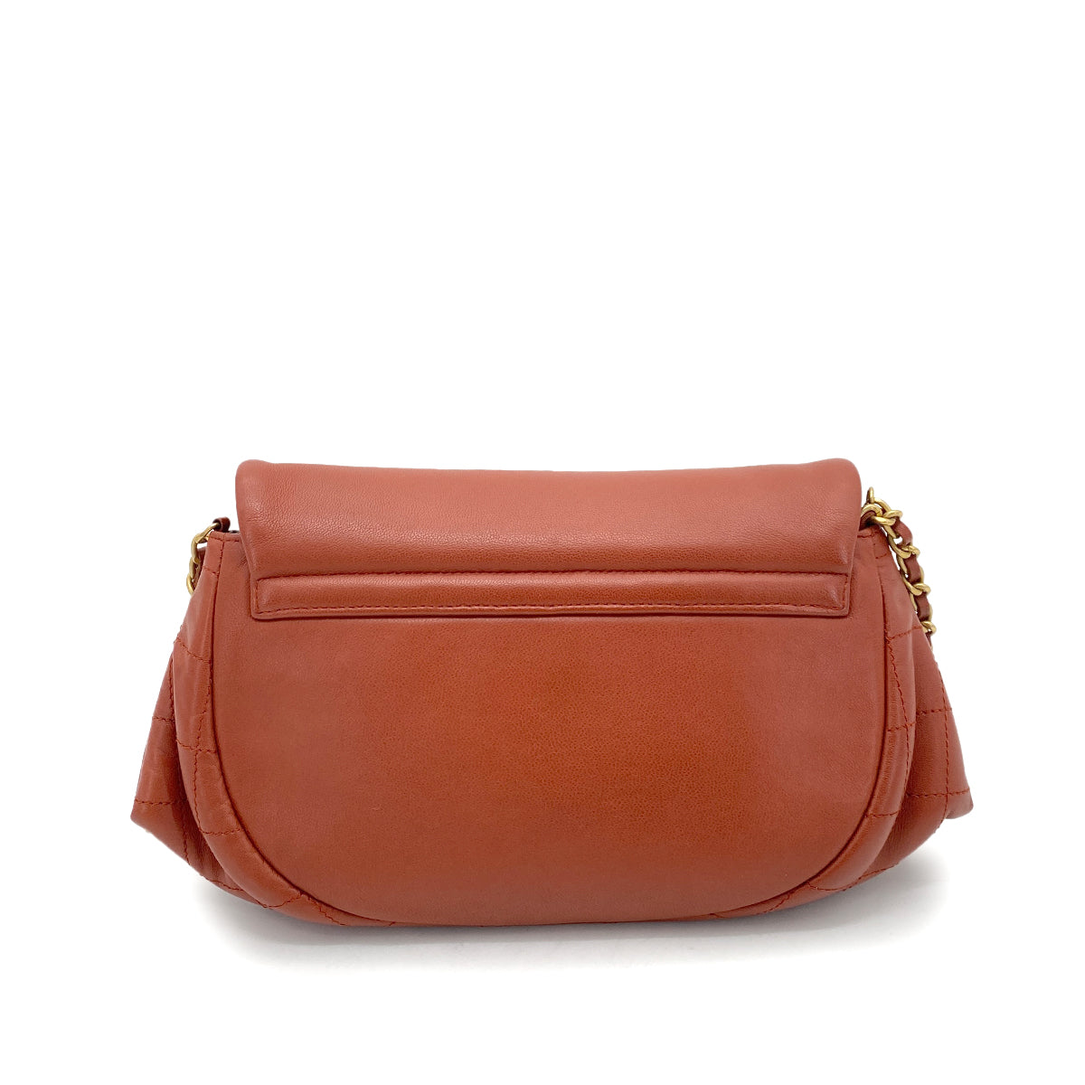 CHANEL HALF MOON CHAIN SHOULDER BAG BROWN LAMB SKIN 90262325