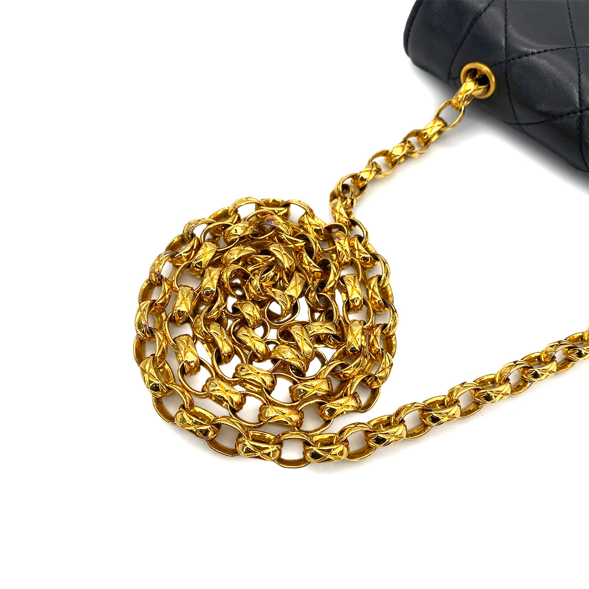 CHANEL VINTAGE BIJOU CHAIN SHOULDER BAG BLACK LAMB SKIN 90262331