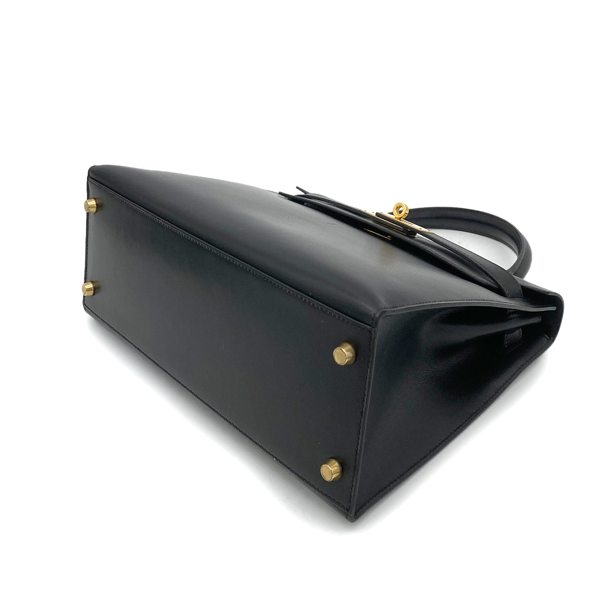 HERMES KELLY 28 SELLIER BLACK BOXCALF HAND SHOULDER BAG 〇Z GHW 90262338