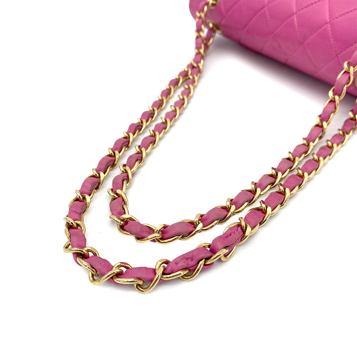 CHANEL VINTAGE CLASSIC FLAP MEDIUM CHAIN SHOULDER BAG PINK LAMB SKIN 90262344