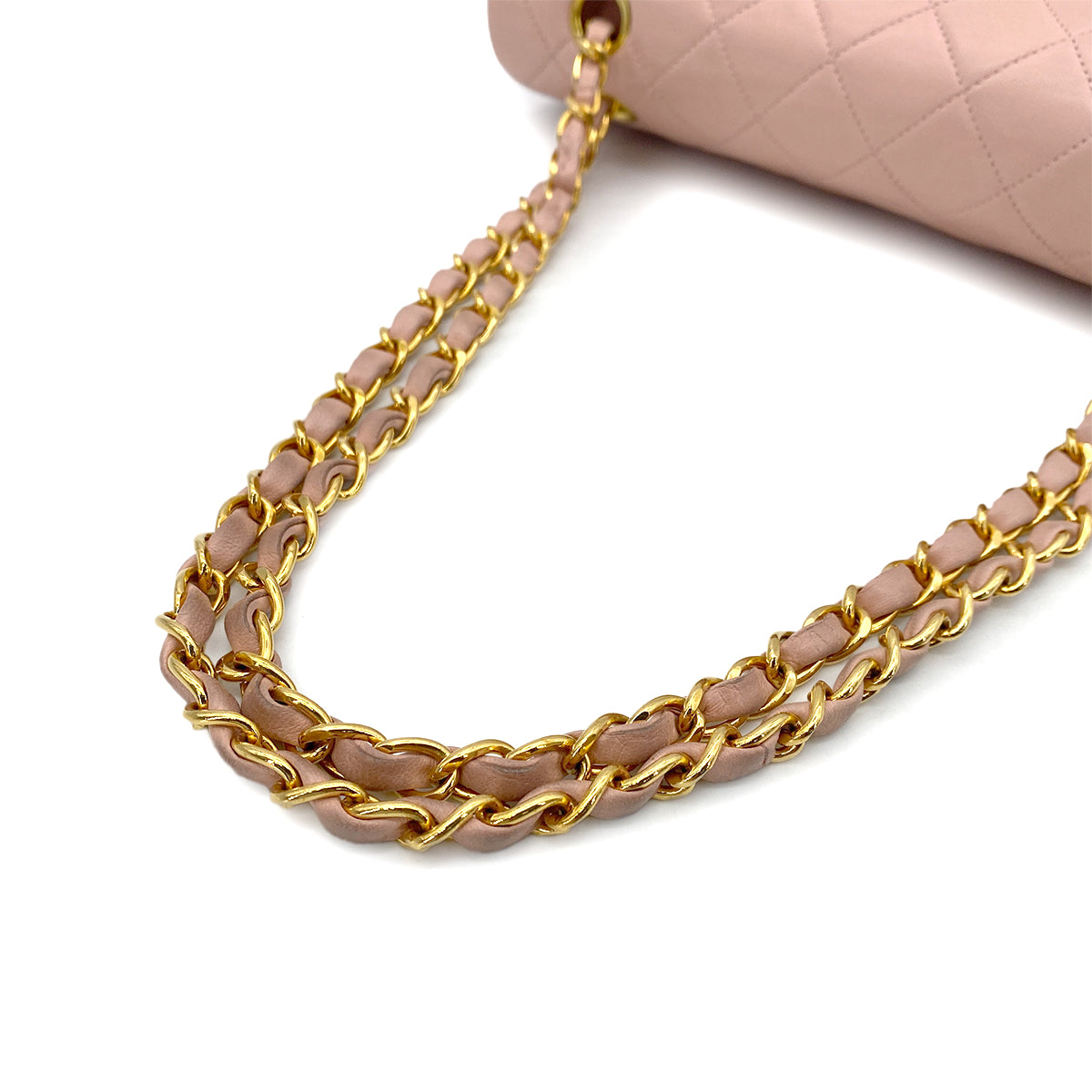 CHANEL VINTAGE CLASSIC FLAP MEDIUM CHAIN SHOULDER BAG PINK LAMB SKIN 90262345