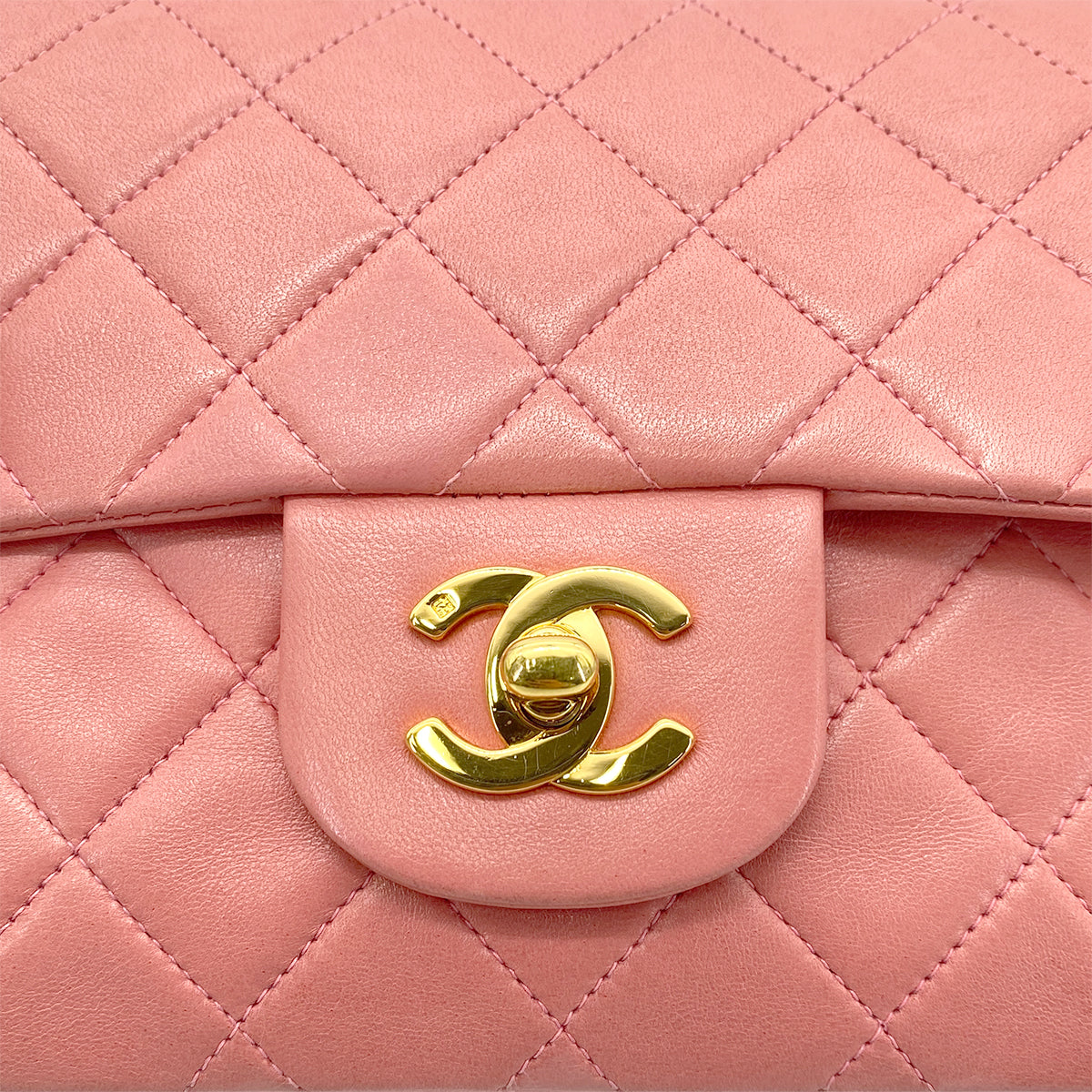 CHANEL VINTAGE CLASSIC FLAP SMALL CHAIN SHOULDER BAG PINK LAMB SKIN 90262348