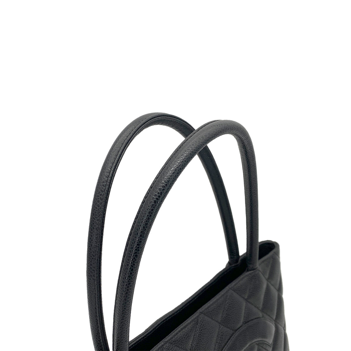 CHANEL VINTAGE MEDALLION TOTE BAG BLACK CAVIAR SKIN 90262374