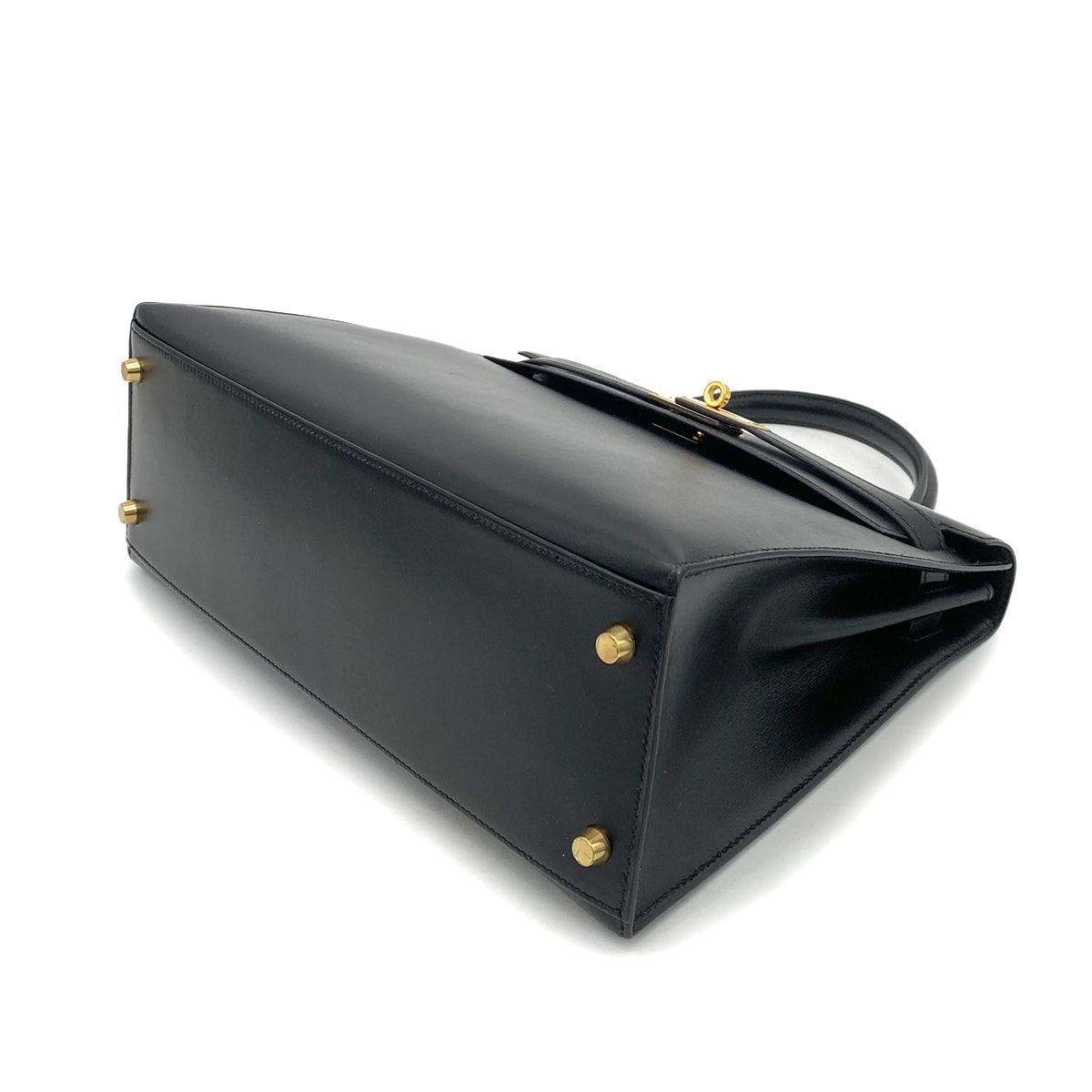 HERMES KELLY 32 SELLIER BLACK BOX CALF HAND SHOULDER BAG 〇A GHW 90262376