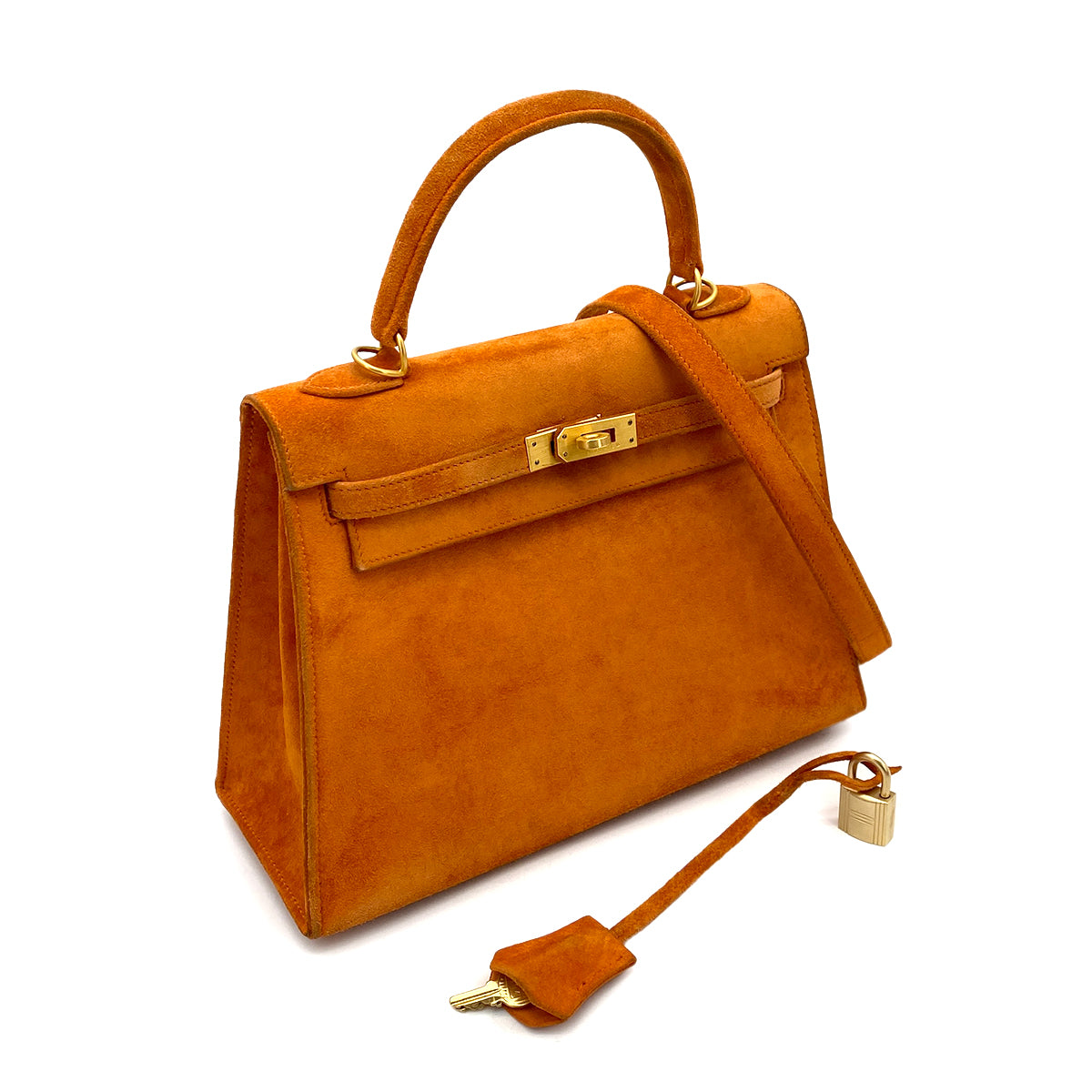 HERMES KELLY 25 SELLIER ORANGE DEBRIS HAND SHOULDER BAG □N GHW 90262377