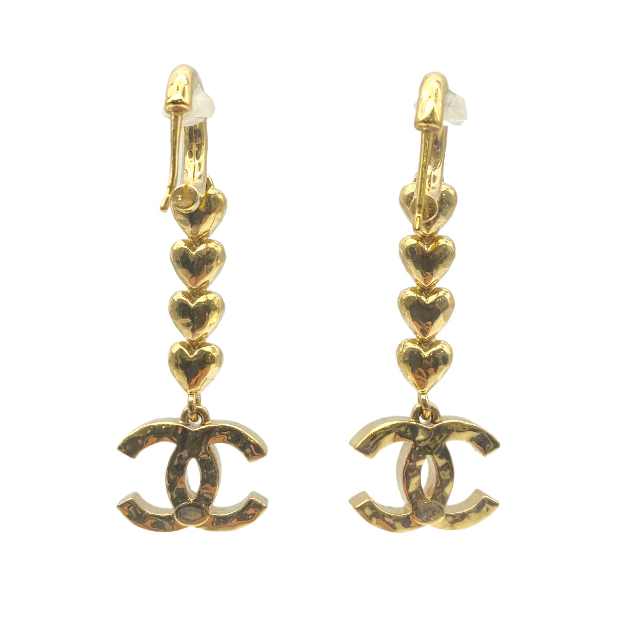 CHANEL EARRINGS COCOMARK HEART RHINESTONE ACCESSORY B23P 90262422