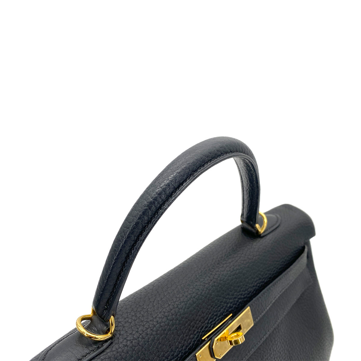 HERMES KELLY 35 RETOURNE BLACK TOGO HAND SHOULDER BAG □F GHW 90262852