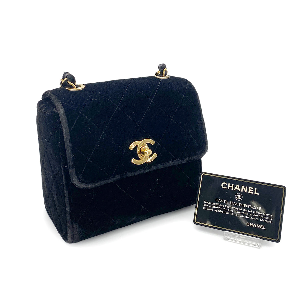 CHANEL VINTAGE MATELASSE CHAIN SHOULDER BAG BLACK VELOR GHW 90262861