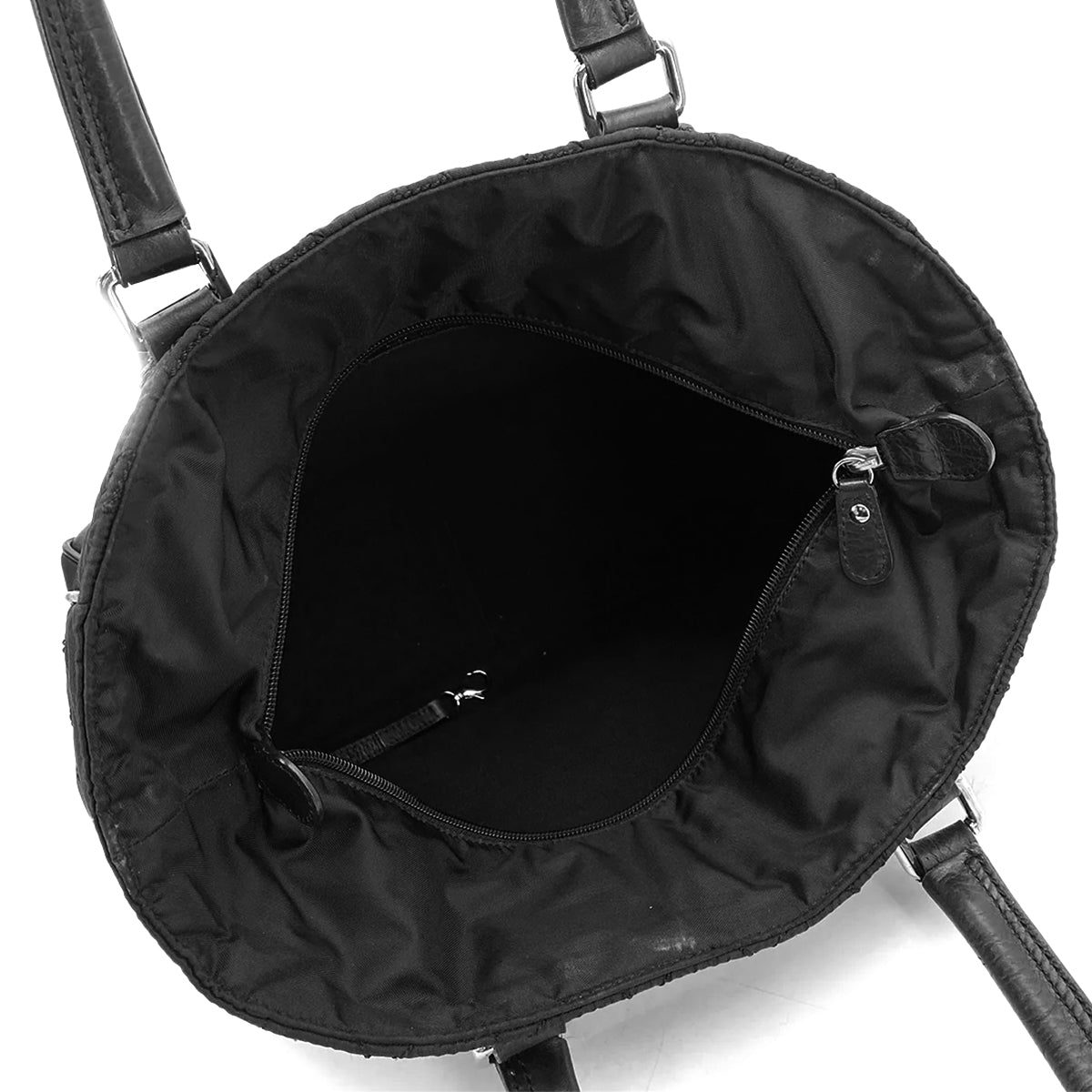 CHANEL VINTAGE PARIS NEWYORK TOTE BAG BLACK NYLON LEATHER 90262880