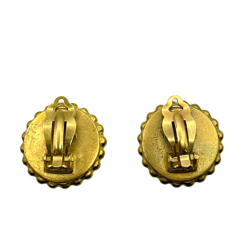 CHANEL VINTAGE EARRINGS COCOMARK ROUND BLACK ACCESSORY 90263067 - PURPOSE
