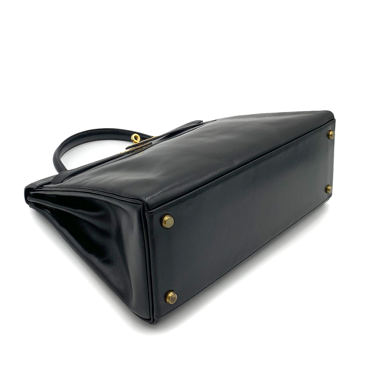 HERMES KELLY 32 RETOURNE BLACK BOX CALF HAND BAG 〇P GHW 90263075