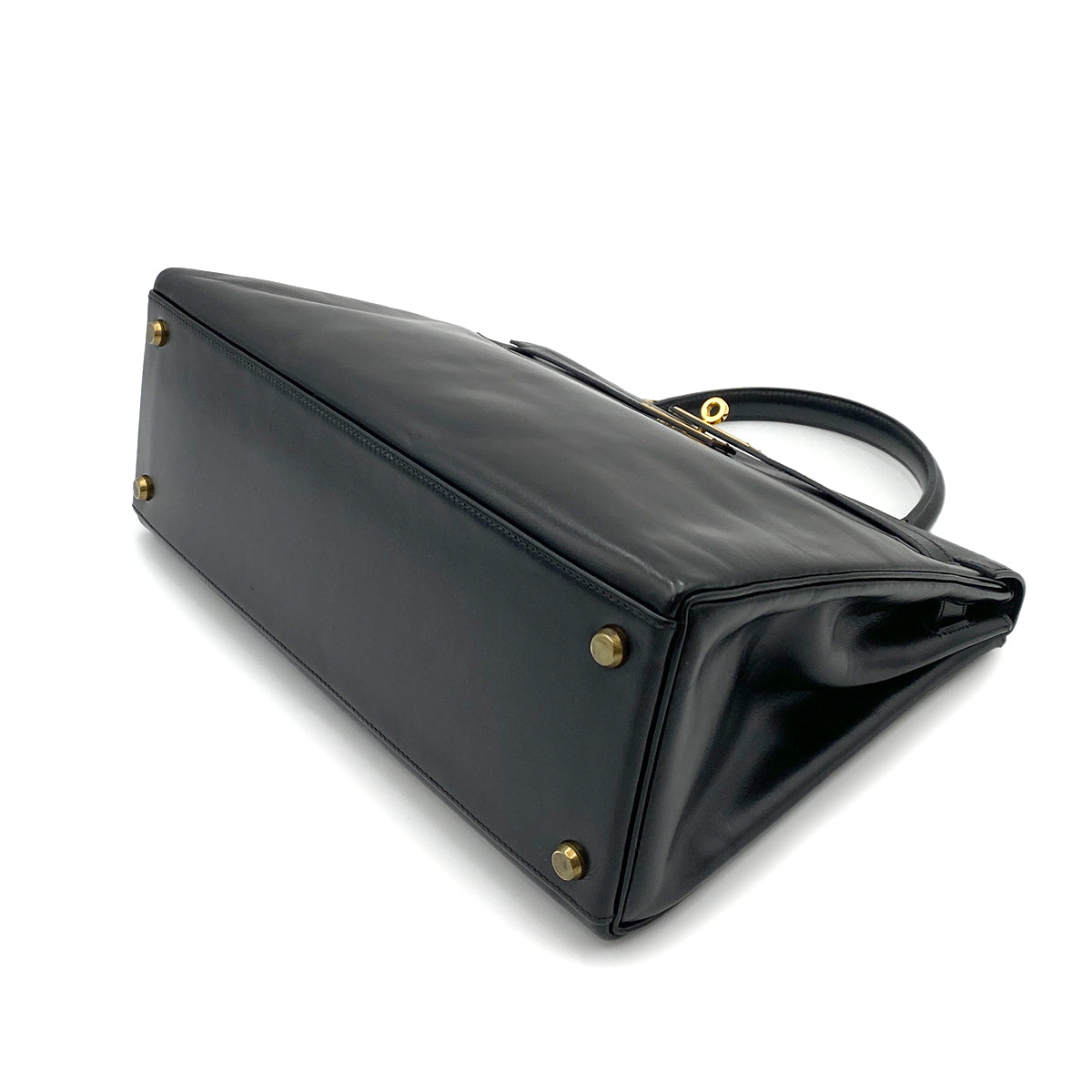 HERMES KELLY 32 RETOURNE BLACK BOX CALF HAND BAG 〇P GHW 90263075