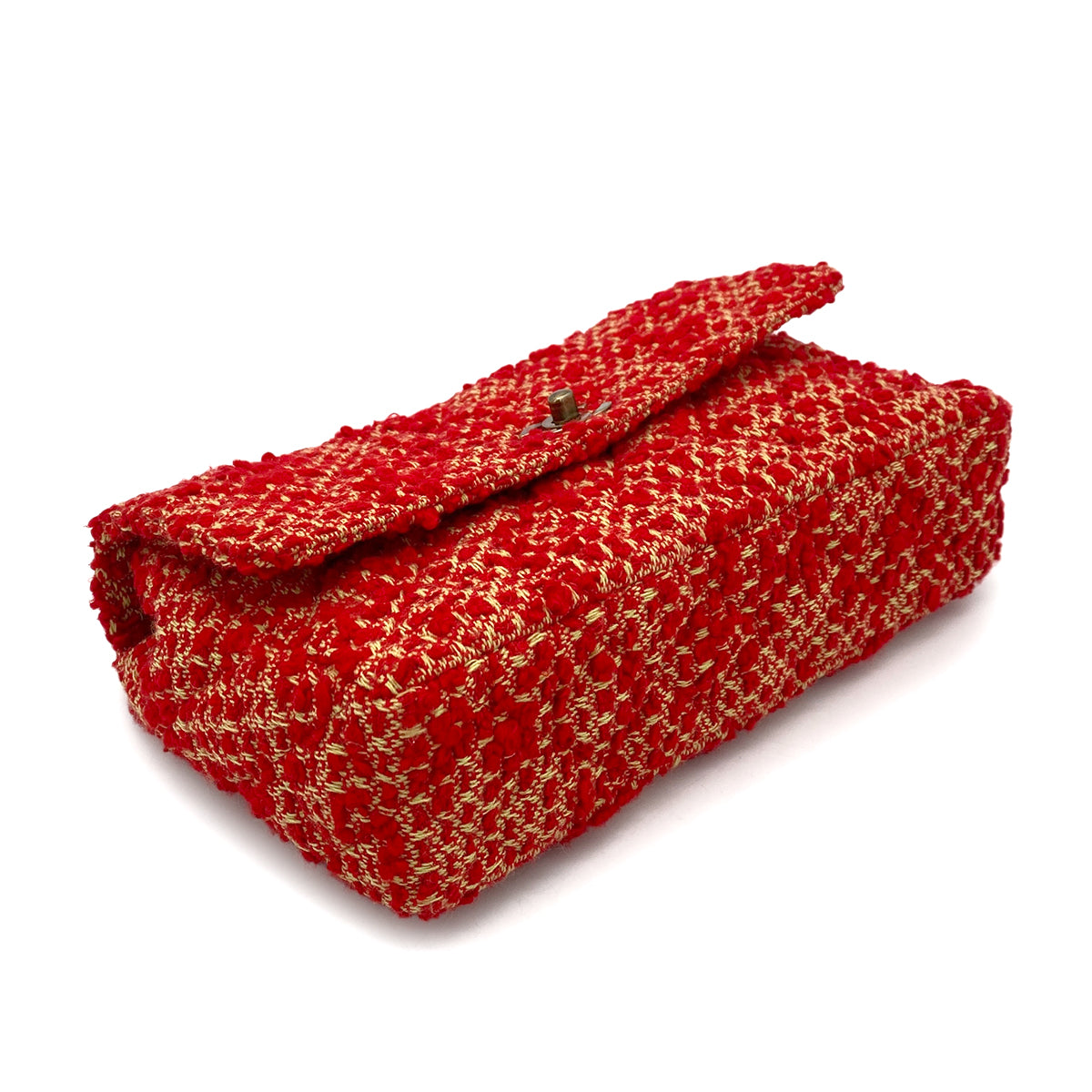 CHANEL VINTAGE CHAIN SHOULDER BAG RED TWEED 90263082