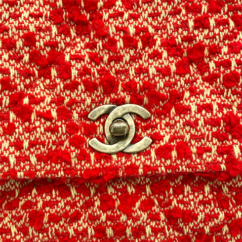 CHANEL VINTAGE CHAIN SHOULDER BAG RED TWEED 90263082 - PURPOSE