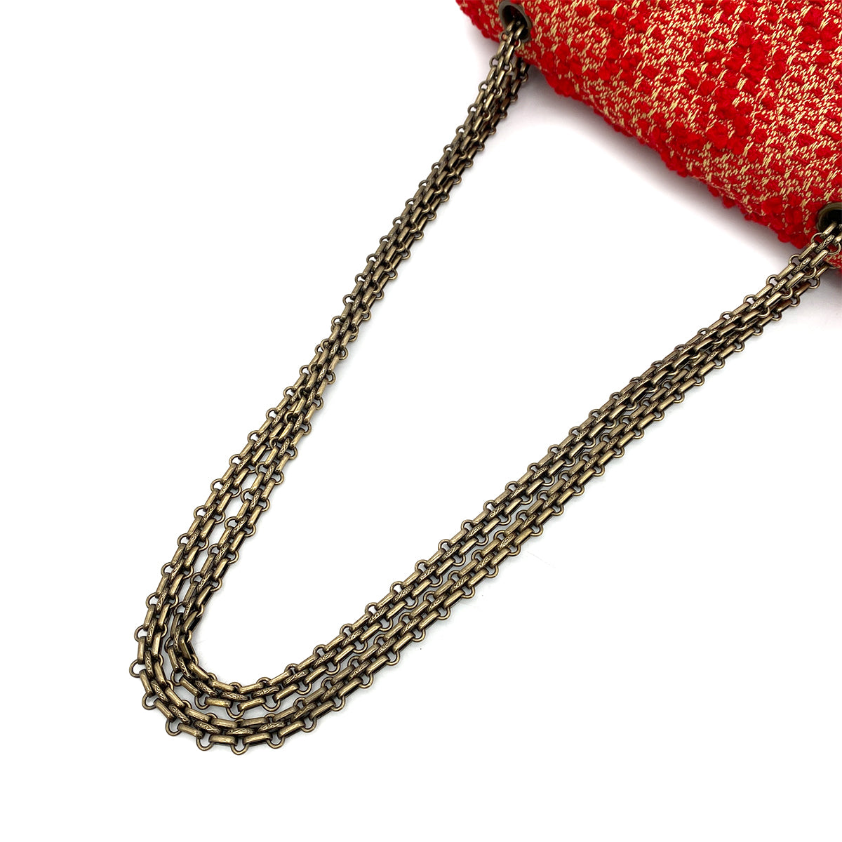 CHANEL VINTAGE CHAIN SHOULDER BAG RED TWEED 90263082