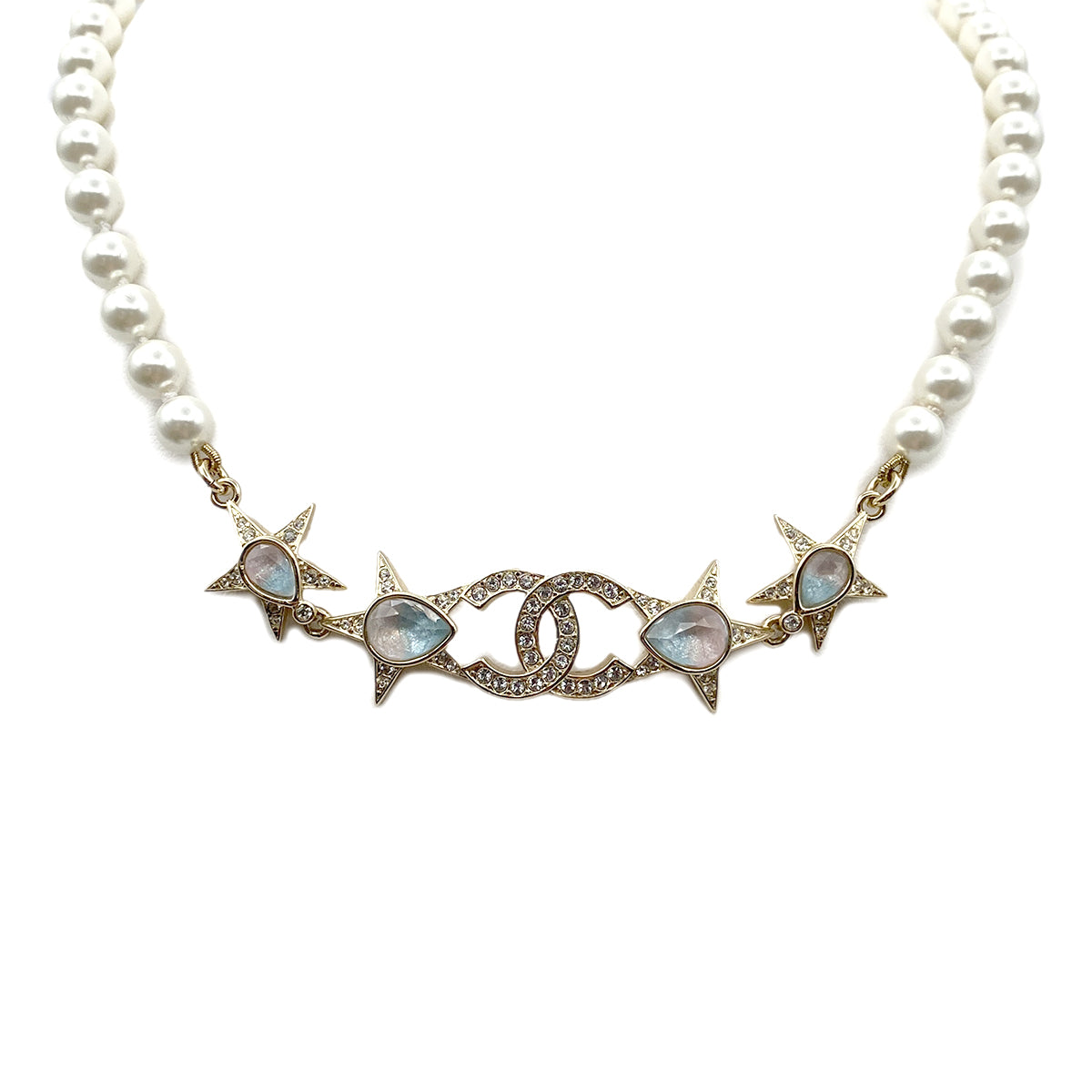CHANEL NECKLACE COCOMARK FAKE PEARL STAR RHINESTONE ACCESSORY I23P 90263092