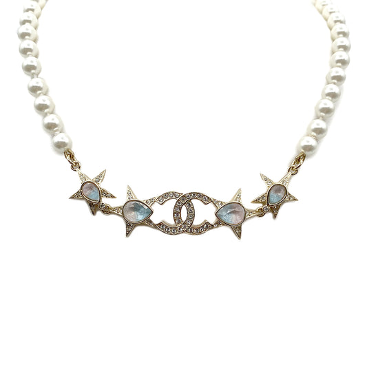 CHANEL NECKLACE COCOMARK FAKE PEARL STAR RHINESTONE ACCESSORY I23P 90263092