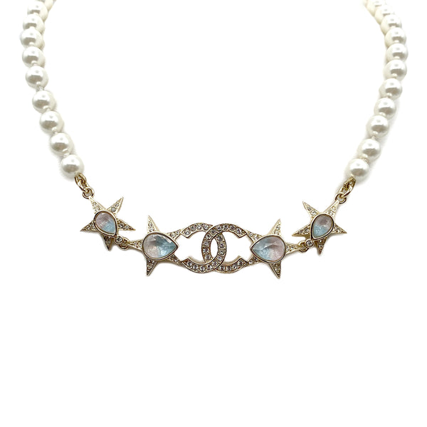 CHANEL NECKLACE COCOMARK FAUX PEARL STAR RHINESTONE ACCESSORY I23P 90263092 - PURPOSE