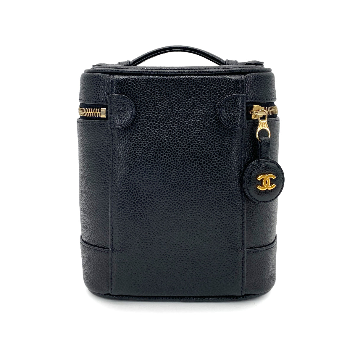 CHANEL VINTAGE VANITY HAND BAG BLACK CAVIAR SKIN 90263109
